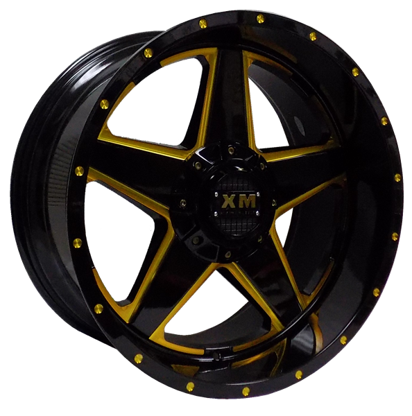 XTREME MUDDER XM-315 5361 20X10+0 5X115+5X127 C.B 78.10 GLOSS BLACK YELLOW MILLED