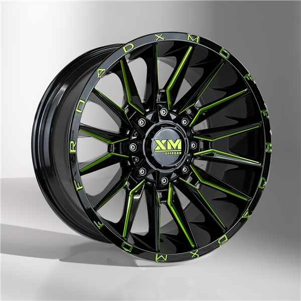 XTREME MUDDER XM-352 20X10-18 6X135+6X139.7 C.B 108 GLOSS BLACK GREEN MILLED