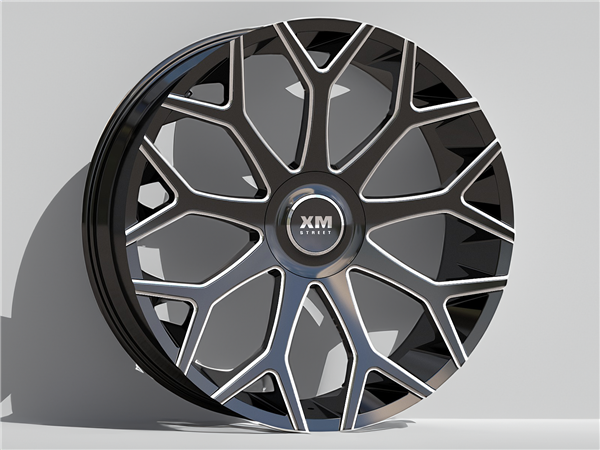 XM STREET XM-608X 20X8.5+35 5X108+5X114.3 C.B 74.10 GLOSS BLACK MILLED *FLOATING CAP*