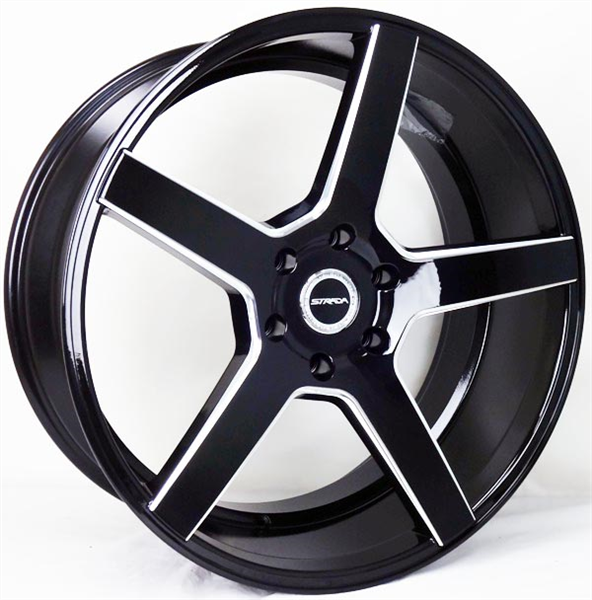STRADA PERFETTO 20X8.5+40 5X114.3 C.B 72.60 GLOSS BLACK MACHINED MILLED