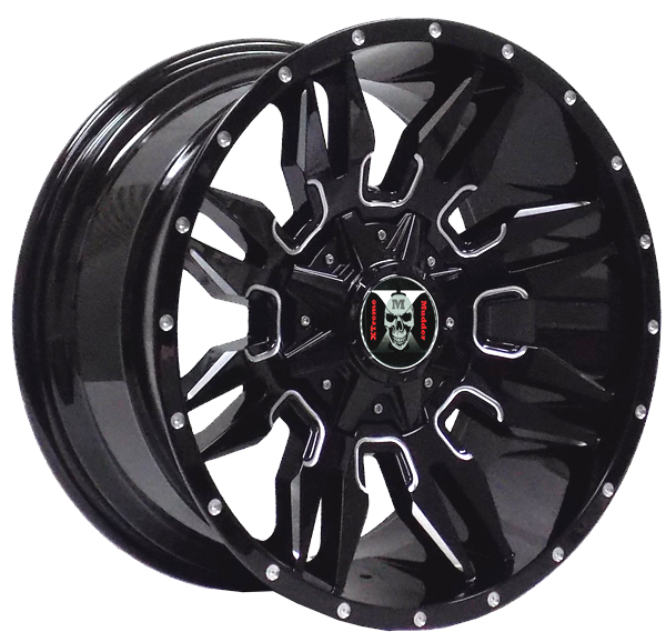 XTREME MUDDER XM-320 A0084 20X10+0 8X170 C.B 124.90 GLOSS BLACK MILLING+BIG CAP
