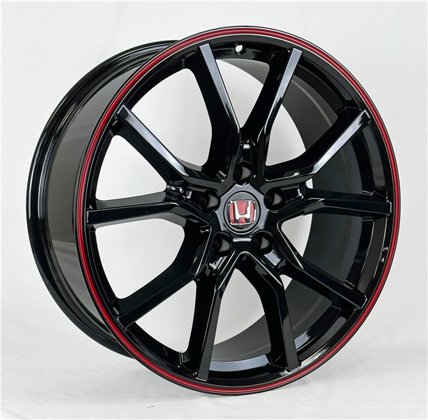 AO30123 HONDA "TYPE R STYLE" REPLICA 19X8+35 5X114.3 C.B 64.10 GLOSS BLACK RED