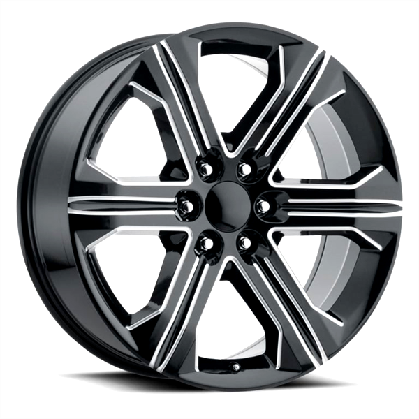 SMX 2203-B-ME GMC SIERRA /CHEVY REPLICA 22X9+24 6X139.7 C.B 77.89 BLACK MILLED EDGE