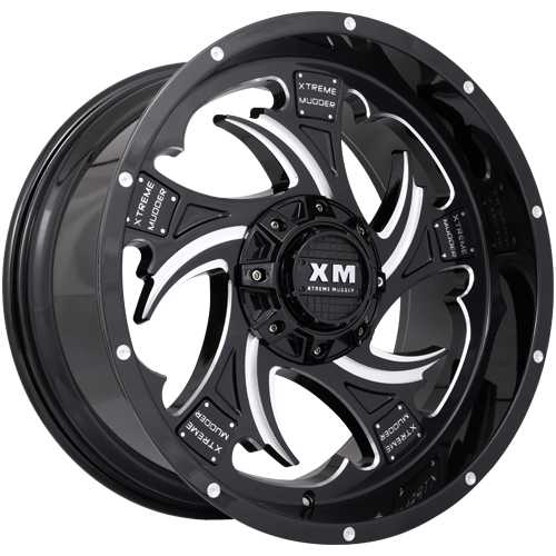 XTREME MUDDER XM-308 20X12-44 6X135+6X139.7 C.B 106 GLOSS BLACK MILLED