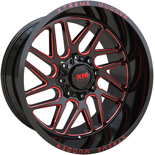 XTREME MUDDER XM-339 20X10+0 5X139.7+5X150 C.B 110 GLOSS BLACK RED MILLED