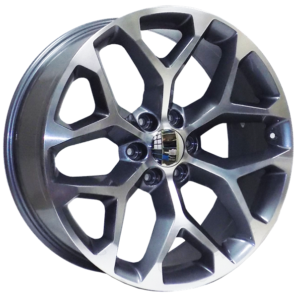 SNOWFLAKE CHEVY REPLICA M017 22X9+24 6X139.7 C.B 78.10 GRAY MACHINE**SPECIAL**
