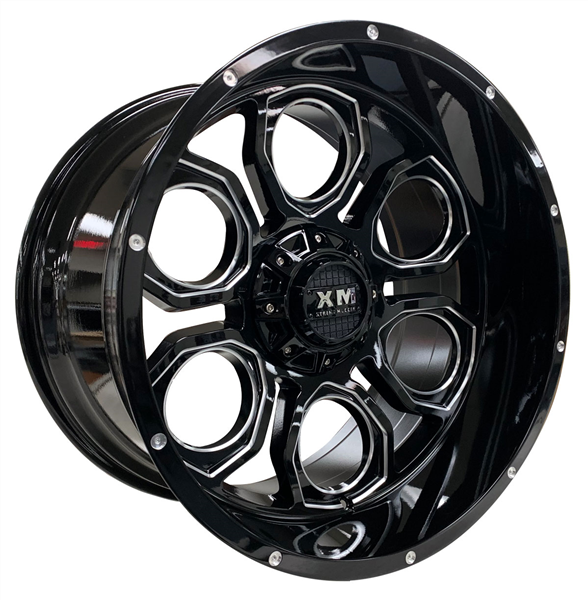 XTREME MUDDER XM-303 7231-2 22X12-44 5X139.7+5X150 C.B 110 GLOSS BLACK MILLED*SPECIAL*