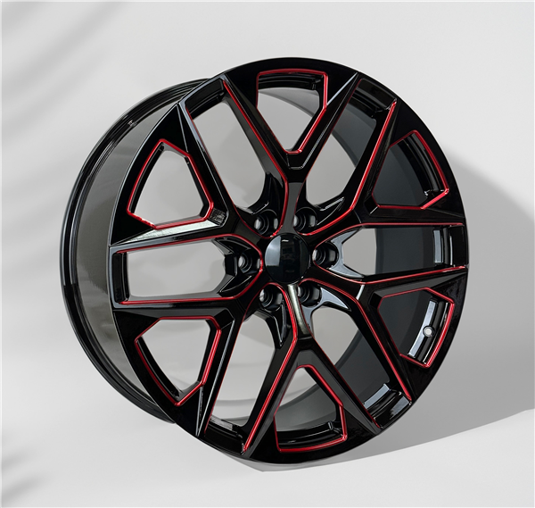 2142 REPLICA 24X10+31 6X139.7 C.B 78.10 BLACK MILLED RED LINE