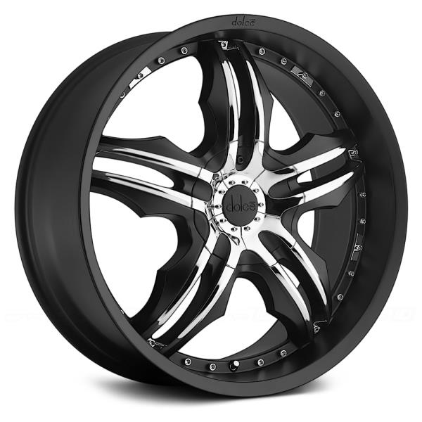 DOLCE DC46 22X9.5+18 5X127+5X139.7 MATTE BLACK W/ CHROME ACCENTS