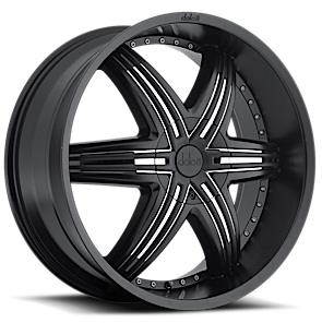 DOLCE DC48 22X9.5+20 6X139.7 MATTE BLACK W/ CHROME INSERT**USED**