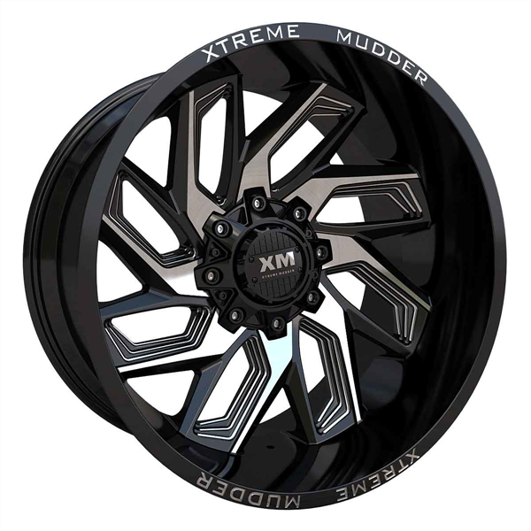 XTREME MUDDER XM-343 20X10-18 6X135+6X139.7 C.B 108 GLOSS BLACK MILLED