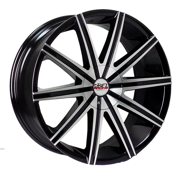 DRIFT RACING DR09 L908 22X9.5+35 5X114.3+5X120 C.B 74.10 GLOSS BLACK MACHINE FACE