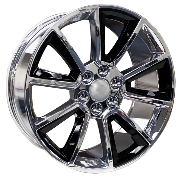 CHEVY TAHOE REPLICA CL015 22X9+30 6X139.7 C.B 78.10 CHROME BLACK INSERTS