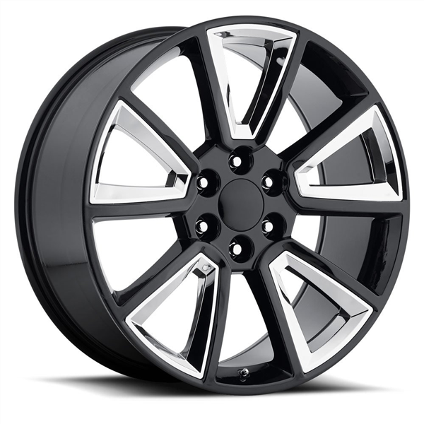 REPLICA LT201 CHEVY 26X10+31 6X139.7 C.B 78.10 GLOSS BLACK W/ CHROME INSERTS