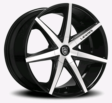LEXANI R-7 20X10+45 5X112 C.B 74.1 MACH FACE/BLK **STAGGERD ONLY**