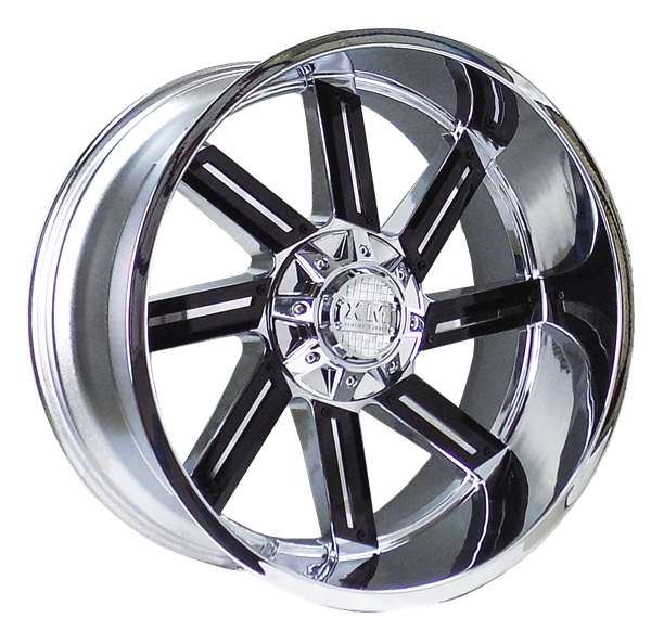 XTREME MUDDER XM-319 8023 24X12-44 8X165 C.B 124.90 CHROME BLACK INSERT