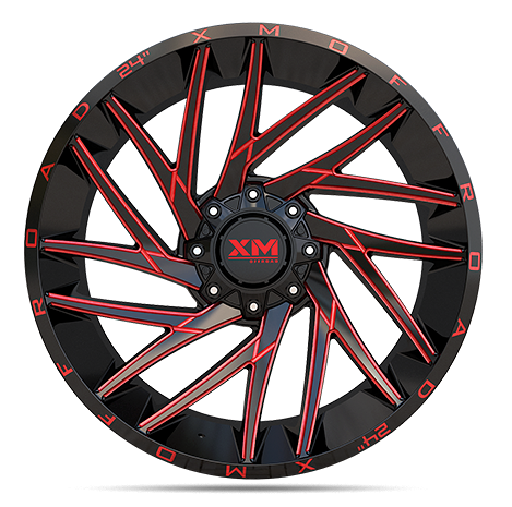 XTREME MUDDER XM-351 24X10-6 5X114.3+5X127 C.B 78.10 GLOSS BLACK RED MILLED