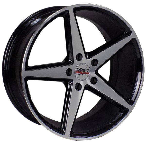DRIFT RACING 50423 18X8+35 5X120 C.B 72.60 BLACK MACHINED FACE & MILLING CAP [#C003]