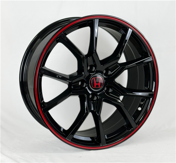 JT-033-8 HONDA "TYPE R STYLE" REPLICA 18X8+35 5X114.3 C.B 64.10 GLOSS BLACK RED