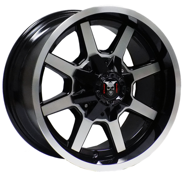 XTREME MUDDER XM-302 163 17X9-12 6X135+6X139.7 C.B 106.40 BLACK POLISH FACE MACHINE LIP