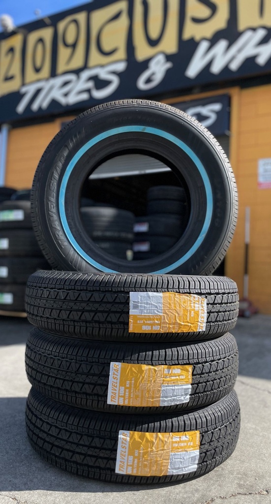 235/75R15 TRAVELSTAR UN106 105S 0.75" WHITE WALL M+S 480-A-B 50K+ROAD HAZARD