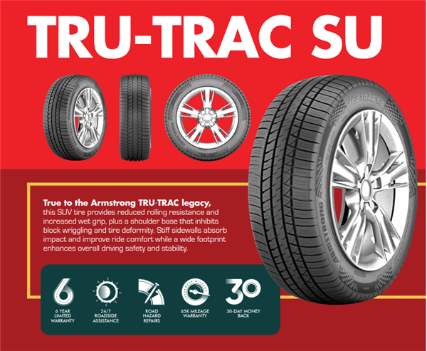 285/45R22 ARMSTRONG TRU-TRAC SU 114Y XL M+S 440-A-A 65K+ ROAD HAZARD