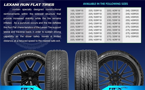 225/55ZRF17 LEXANI RFX 97W 500-A-A RFT *RUN FLAT*