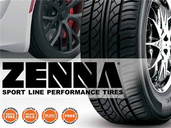 195/70R14 ZENNA SPORT LINE 91T M+S 420-A-A 60K + ROAD HAZARD
