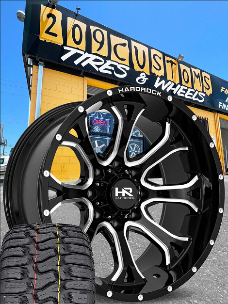 HARDROCK H505 BloodShot XPosed 24X14 6X139.7 -76 WHEELS TIRES SILVERADO SIERRA 33X12.50R24