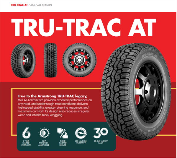LT235/80R17 ARMSTRONG TRU-TRAC A/T 120/117R M+S 60K + ROAD HAZARD