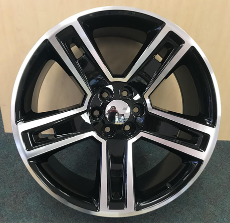 26" 26x10 CHEVY REPLICA WHEELS 6X139.7 BLACK MACHINED FACE FREE SHIPPING