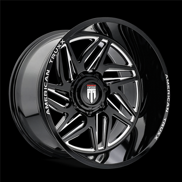 AMERICAN TRUXX GOLAITH AT1917 24X14 8X170 -76MM 125.2 GLOSS BLACK MILLED