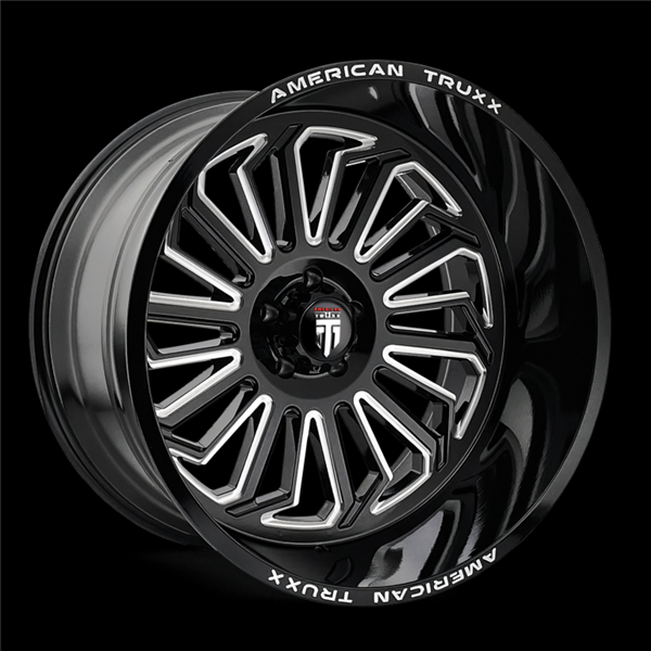 AMERICAN TRUXX RESTLESS AT1915 24X14 8X165.1 -76MM 125.2 GLOSS BLACK MILLED