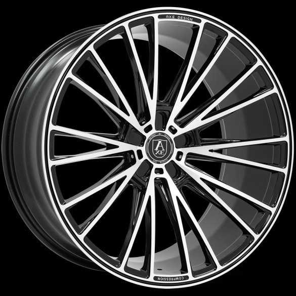 AXE CF2 22X9 5X112 +35MM 74.1 GLOSS BLACK POLISHED FACE