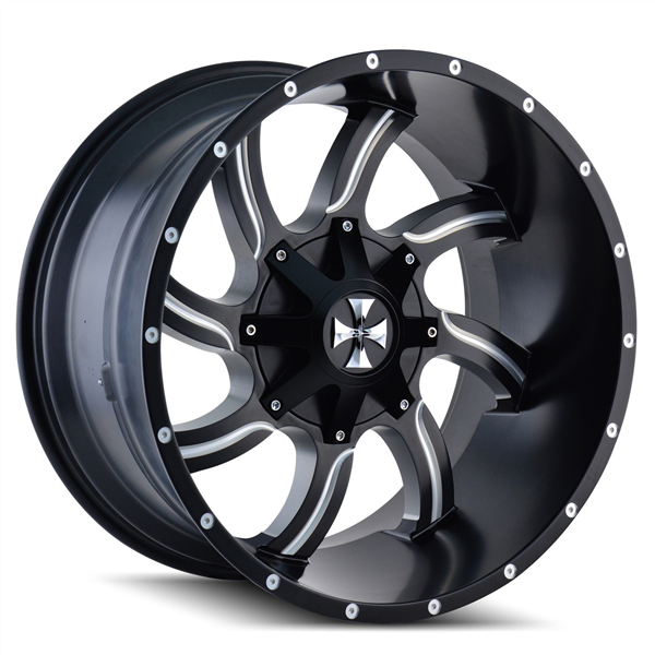 CALIOFFORAD TWISTED SATIN BLACK/MILLED SPOKES 20X12 8X165.1/8-170 -44 130.8MM