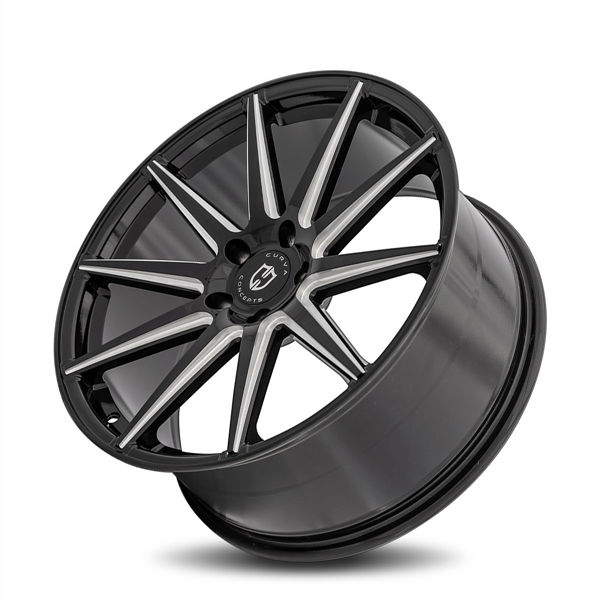 CURVA CONCEPTS-C49 20X9.0+30 5X112 C.B 66.56 GLOSS BLACK/MILLED*STAGGERED*