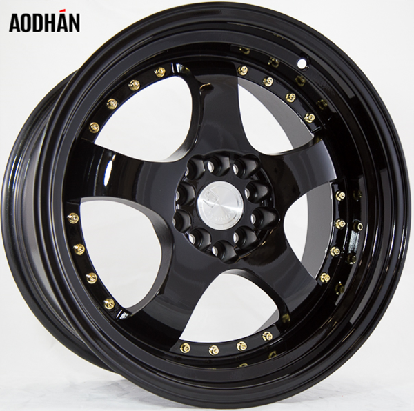 AODHAN-AH03 FULL BLACK/GOLD RIVETS 17X9 4X100/4X4.5 +25 +73.1