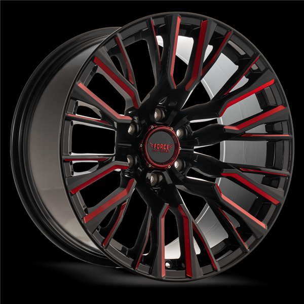 F48 20X10 6X139.7 -12MM 106.1 GLOSS BLACK MILLED RED TINT