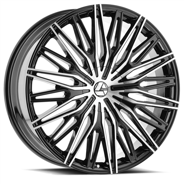 AZARA AZA-522 GLOSS BLACK/MACHINE 22X9.5 6X135/6X5.5 +25 +108 *NC*