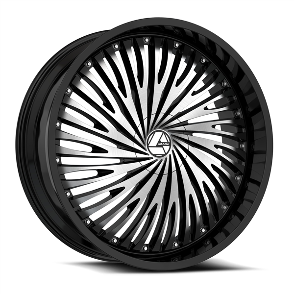 AZARA AZA-526 GLOSS BLACK & MACHINED 18X8 5X112/5X114.3 +35 +74.1 *NC*