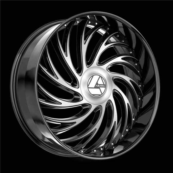 AZARA AZX-101 GLOSS BLACK & MILLED 18X8.0 5X112/5X114.3 +35 +74.1 *NC*