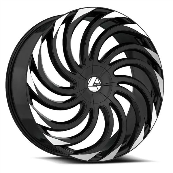 AZARA AZZA-534 GLOSS BLACK & MACHINED 18X8 5X112/5X114.3 +35 +74.1 *NC*