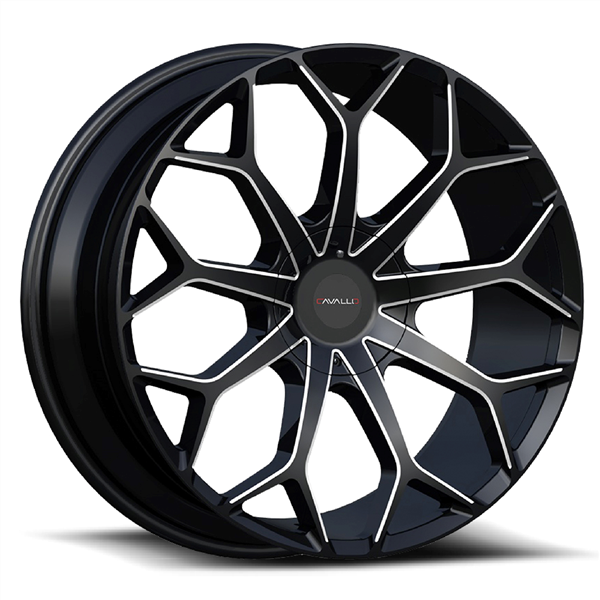 CAVALLO CLV-22 GLOSS BLACK/MILLED 20X8.5 5X112/5X114.3 +35 +74.1 *NC*