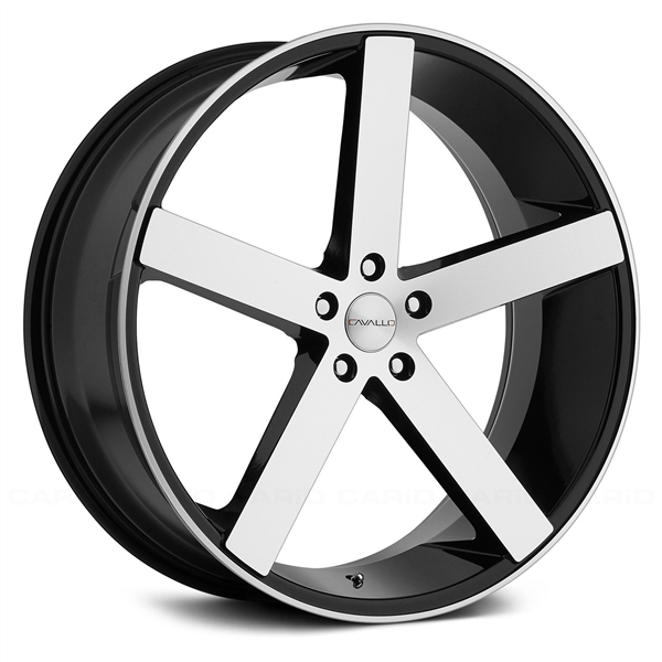 CAVALLO CLV-5 GLOSS BLACK/MACHINE 22X9.0 BLANK +18 +74.1 *5X115/5X4.75/5X127* *RT*