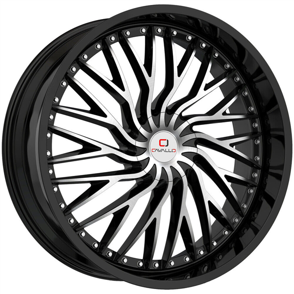 CAVALLO-CLV43 GLOSS BLACK MACHINE 18X8.0 5X4.25/5X4.5 +35 +74.1 *RT*