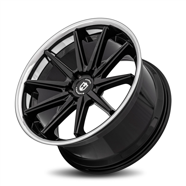 CURVA CONCEPTS-C24 GLOSS BLACK/CHROME LIP 20X10.5 5X4.5 +35 +73.1 *STAGGERED*