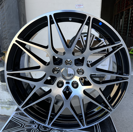 CYBER FORGED-CF622 GLOSS BLACK/MACHINE FACE 19X9.5 5X112 +39 +66.45 *NO CENTER CAP*