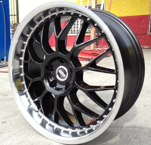 REDLINE-101 BLACK/MACHINE LIP 20X8.5 5X120/5X4.75+30 **STAGGERED ONLY**