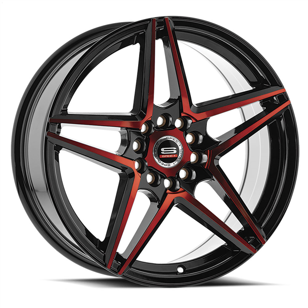 SPEC-1 RACING SP-54 GLOSS BLACK/RED 20X8.5 5X100/5X4.5 +38 +73.1