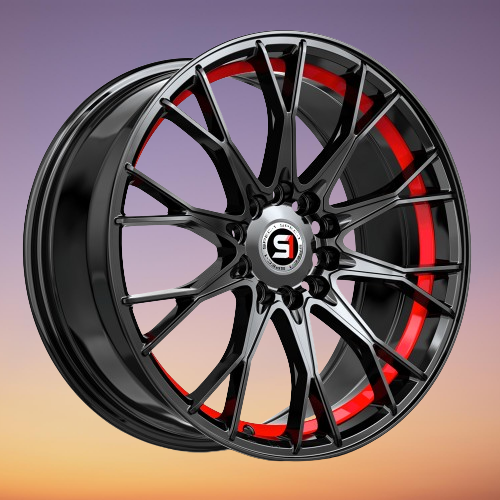 SPEC-1 RACING SP-59 GLOSS BLACK & RED UNDERCUT 17X7.5 5X105/5X4.5 +42 +73.1 *RT*